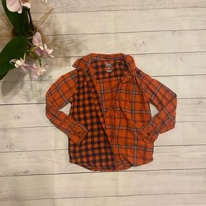 Orange Plaid Button Down Boys Shirt